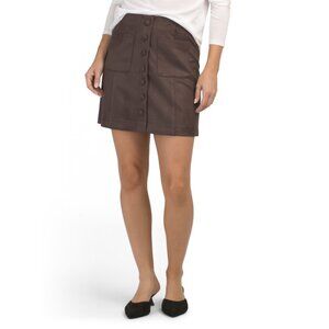 RACHEL ZOE Brown Scuba Knit Faux Suede A-line Skirt